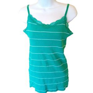 ---  Green & White Tank Top Medium